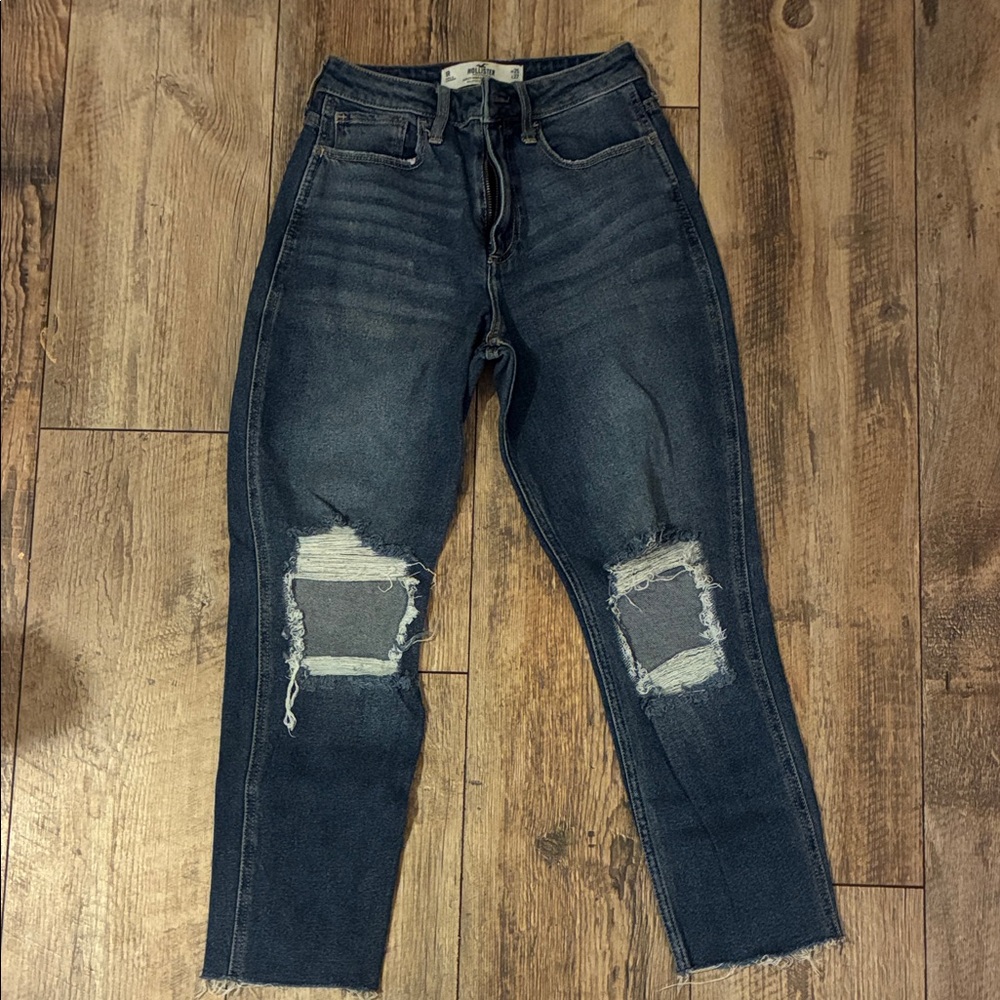 Hollister Dark Blue Distressed Ankle Jeans